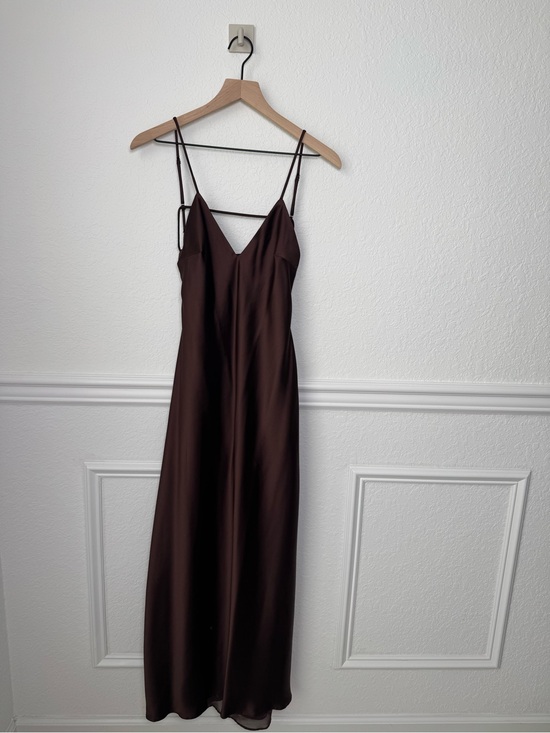 Zara Dresses & Skirts - NWT Zara Chocolate Brown Satin Strappy Maxi Dress Size L